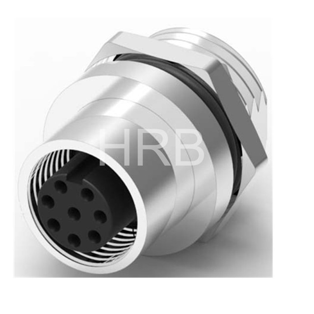 M12 Acoding Panel Rear Mounting Female Circular Connector 25 Poles